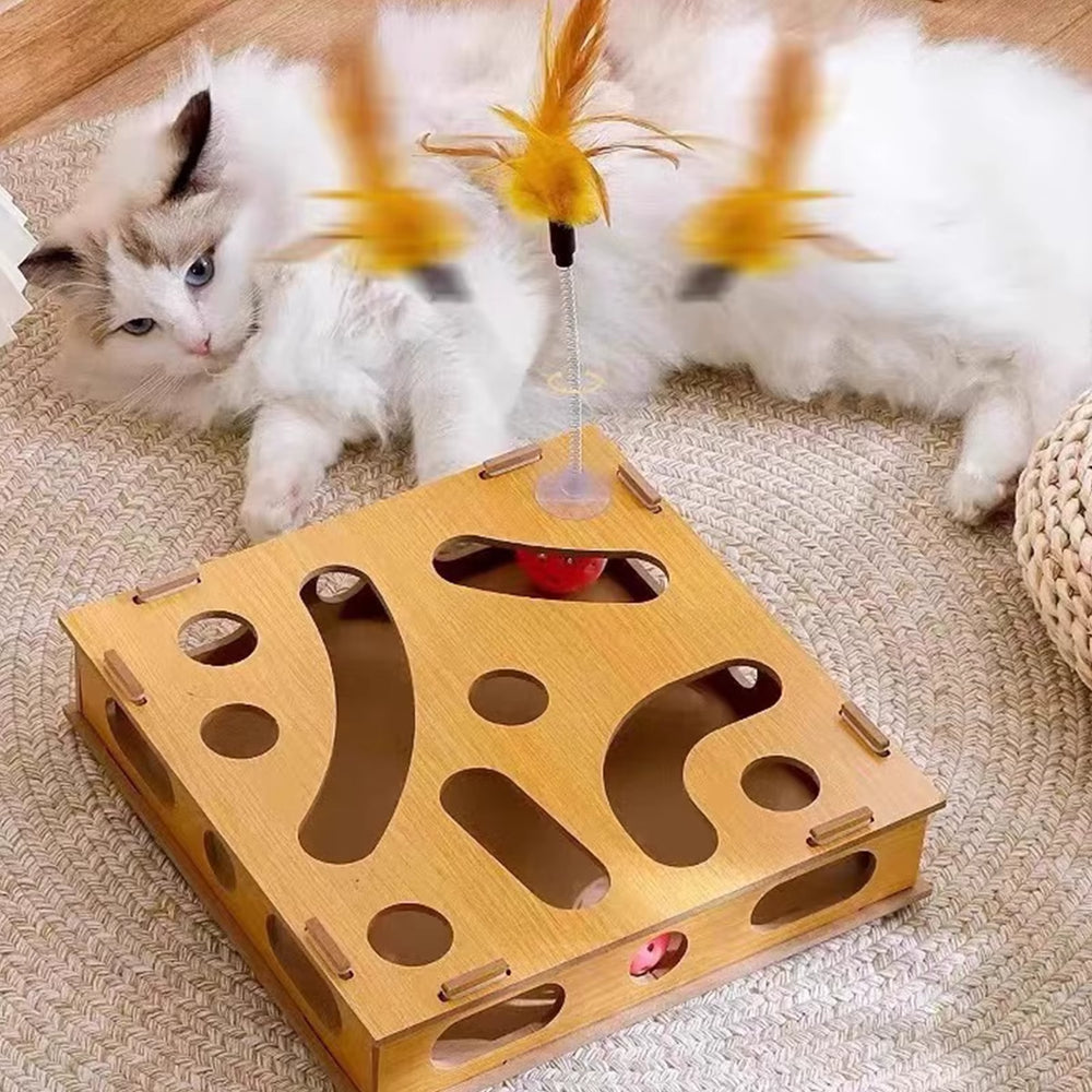 Cat Nail File Enrichment Box with 6 Balls Cats Nail File Scratcher Toy Interactive Cat Scratch Puzzle Box for Kitten Indoor Cat