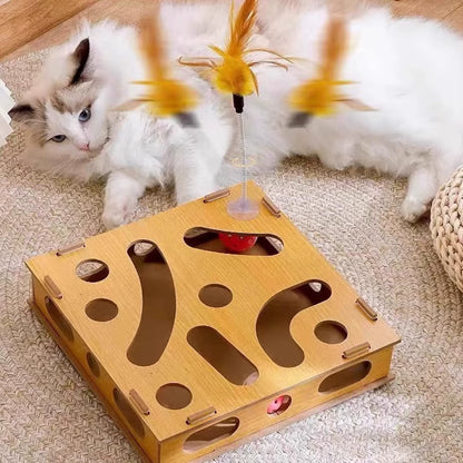 Cat Nail File Enrichment Box with 6 Balls Cats Nail File Scratcher Toy Interactive Cat Scratch Puzzle Box for Kitten Indoor Cat