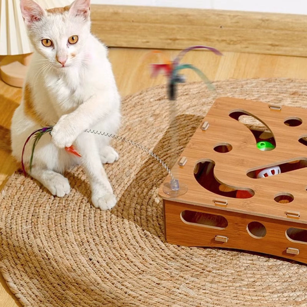 Cat Nail File Enrichment Box with 6 Balls Cats Nail File Scratcher Toy Interactive Cat Scratch Puzzle Box for Kitten Indoor Cat