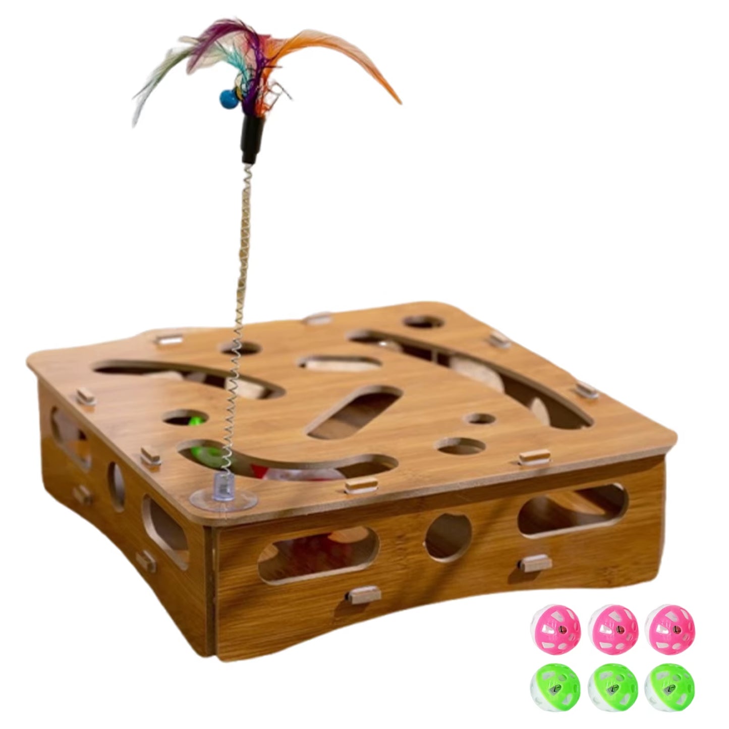 Cat Nail File Enrichment Box with 6 Balls Cats Nail File Scratcher Toy Interactive Cat Scratch Puzzle Box for Kitten Indoor Cat