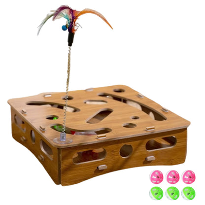 Cat Nail File Enrichment Box with 6 Balls Cats Nail File Scratcher Toy Interactive Cat Scratch Puzzle Box for Kitten Indoor Cat